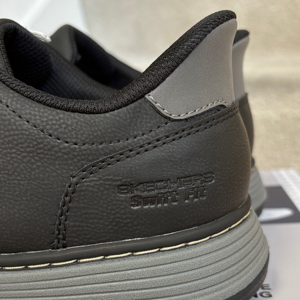 NIB Skechers Men's Black & Gray Swift Fit Casual Hands Free Slip-On Shoes - Picture 3 of 6